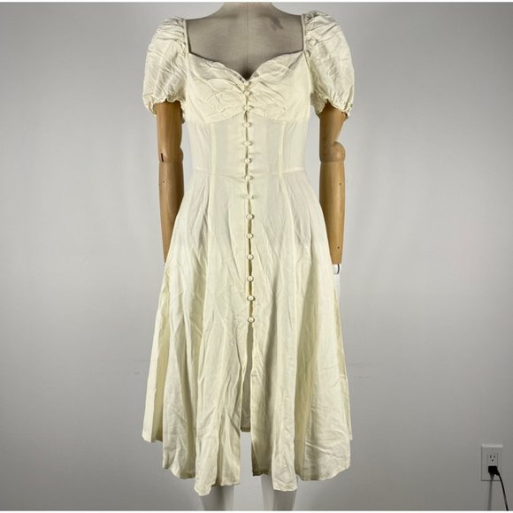 Dresses & Skirts - Elegant Cream Puff Sleeve Dress